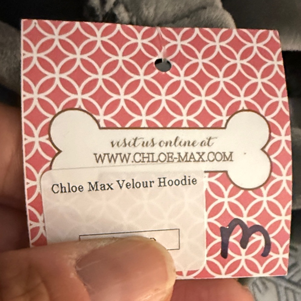 Chloe &Max Gray Velour Dog Hoodie - Picture 5 of 5